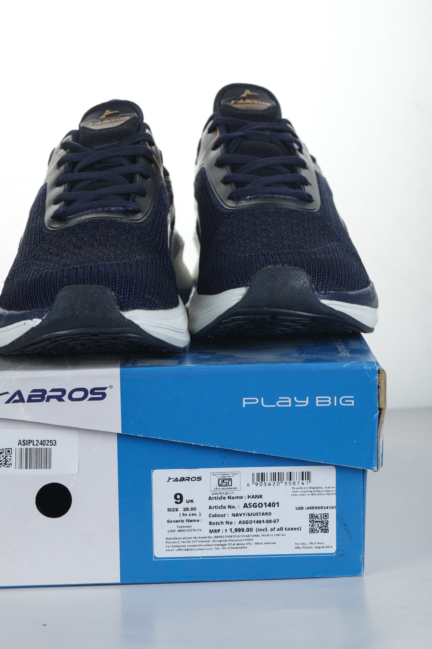 ABROS HANK Running Sports Shoes Breathable Upper Memory Foam Insole Casual Walking & Gym Shoes for Mens