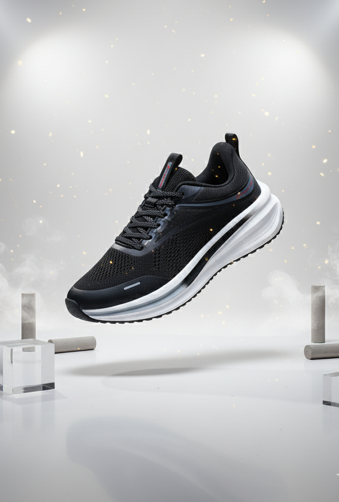 ABROS ZYRO Men’s Sports Shoes for Running, Training & Gym | Lightweight Active Footwear for Daily Workout, Fitness & Outdoor Activities Shoes for Mens (BLACK/D.GREY)