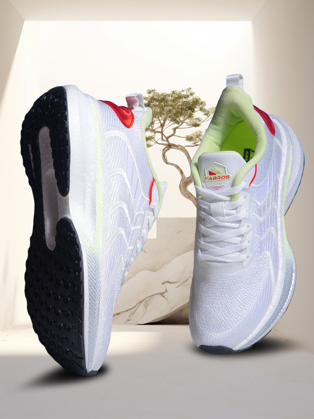 ABROS SOLAR-O Men’s Sports Shoes for Running, Training & Gym | Lightweight Active Footwear for Daily Workout, Fitness & Outdoor Activities Shoes for Mens (WHITE/SEA MIST)