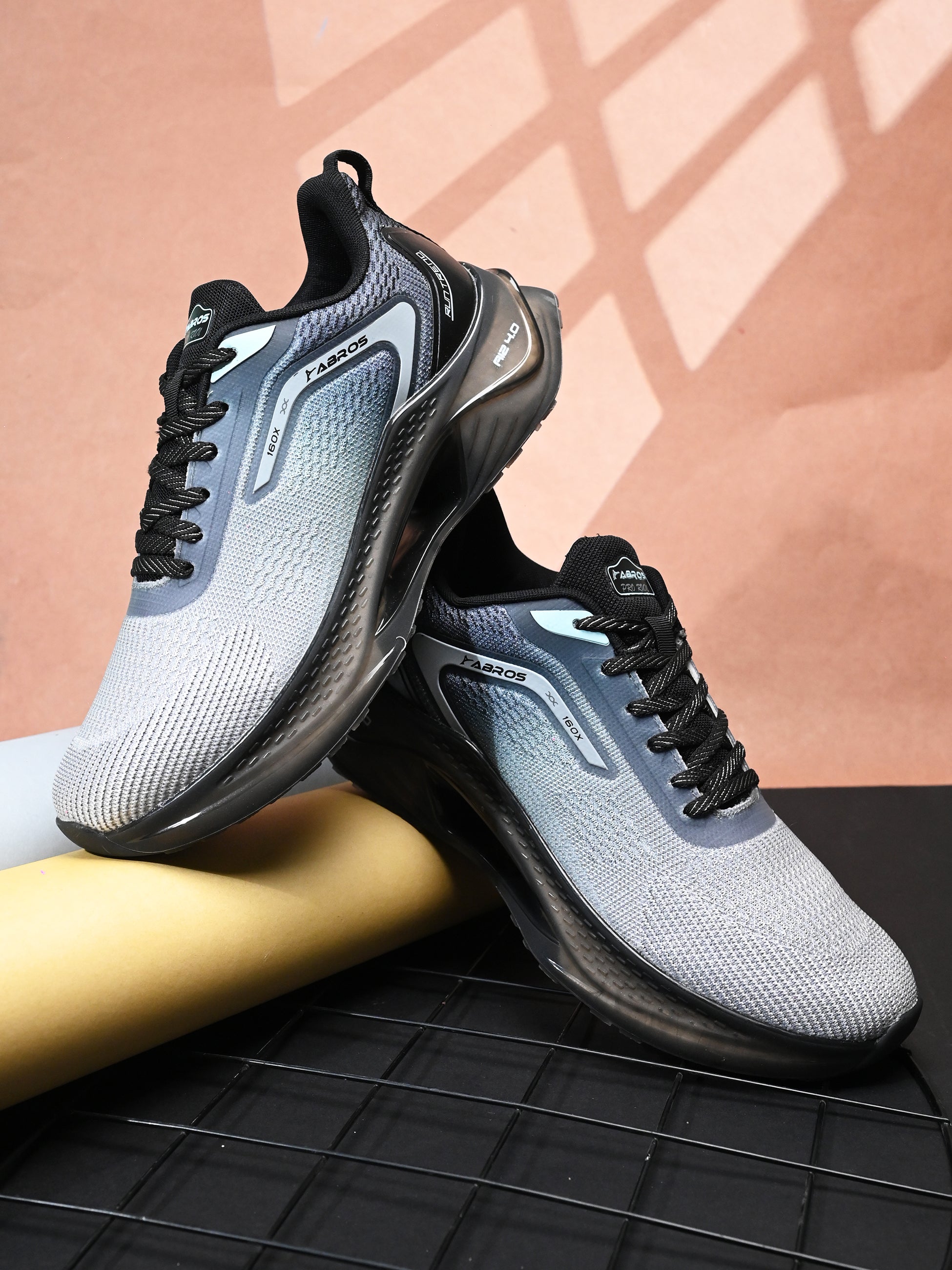 ABROS GAMORA Men’s Sports Shoes for Running, Training & Gym | Lightweight Active Footwear for Daily Workout, Fitness & Outdoor Activities Shoes for Mens (L.GREY/BLACK)