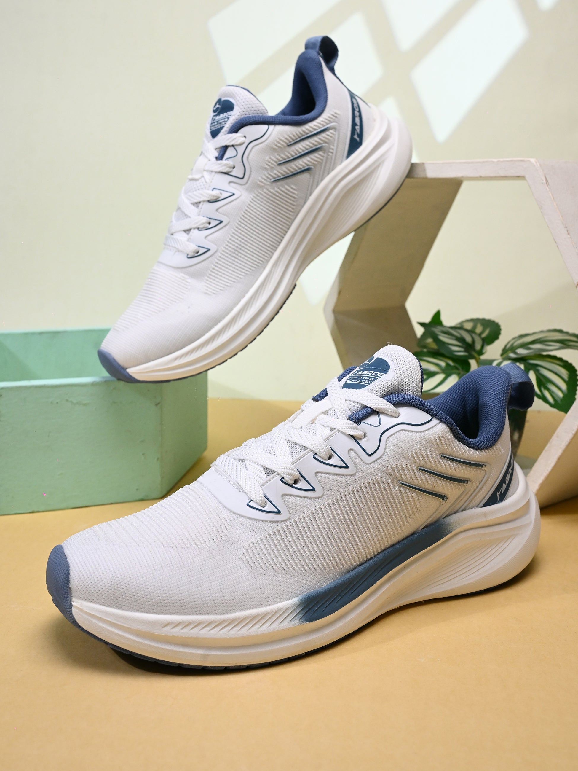 ABROS MIZAR Men’s Sports Shoes for Running, Training & Gym | Lightweight Active Footwear for Daily Workout, Fitness & Outdoor Activities Shoes for Mens (WHITE/R.SLATE)