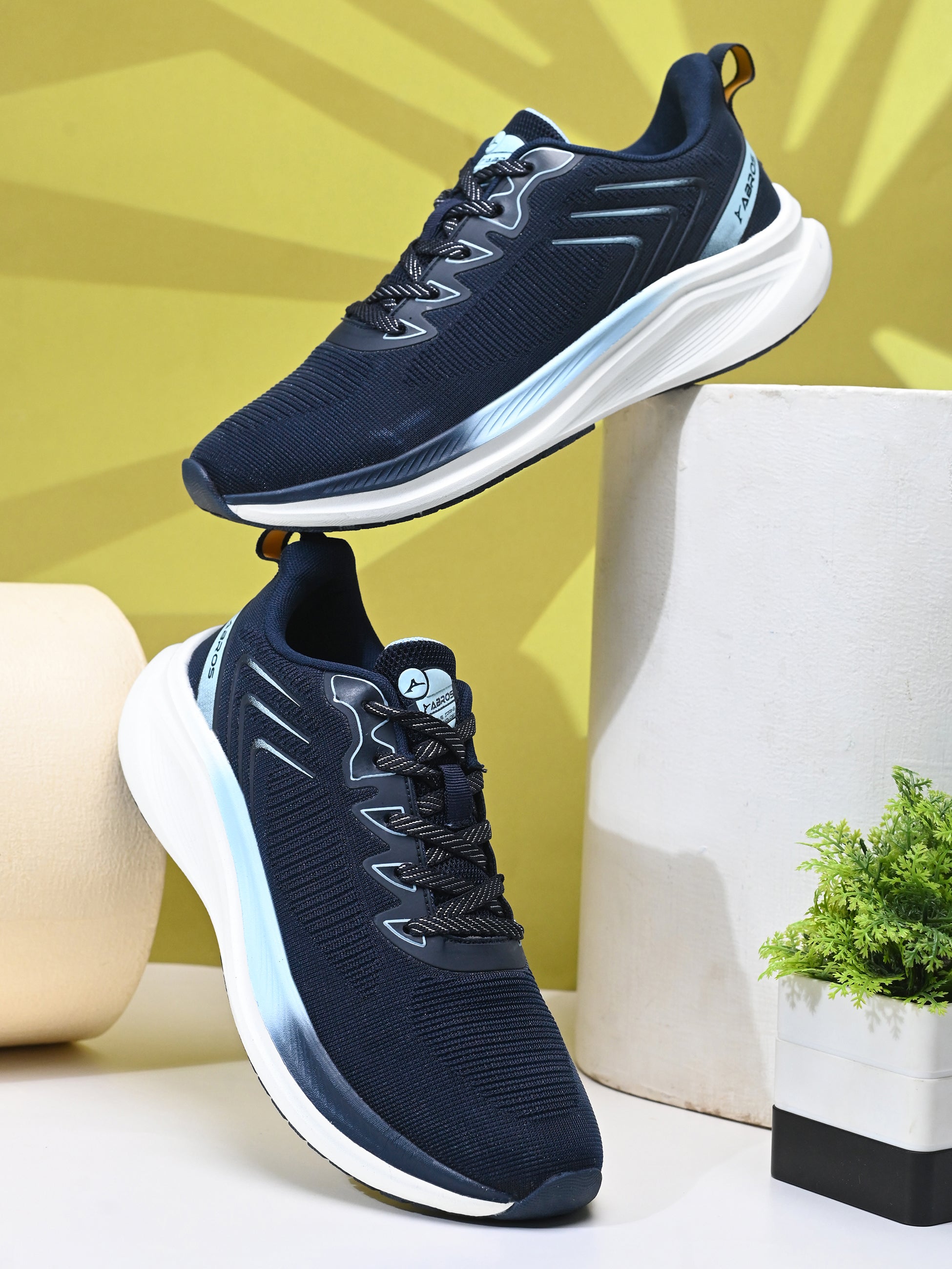 ABROS MIZAR Men’s Sports Shoes for Running, Training & Gym | Lightweight Active Footwear for Daily Workout, Fitness & Outdoor Activities Shoes for Mens (NAVY/ICE BLUE)