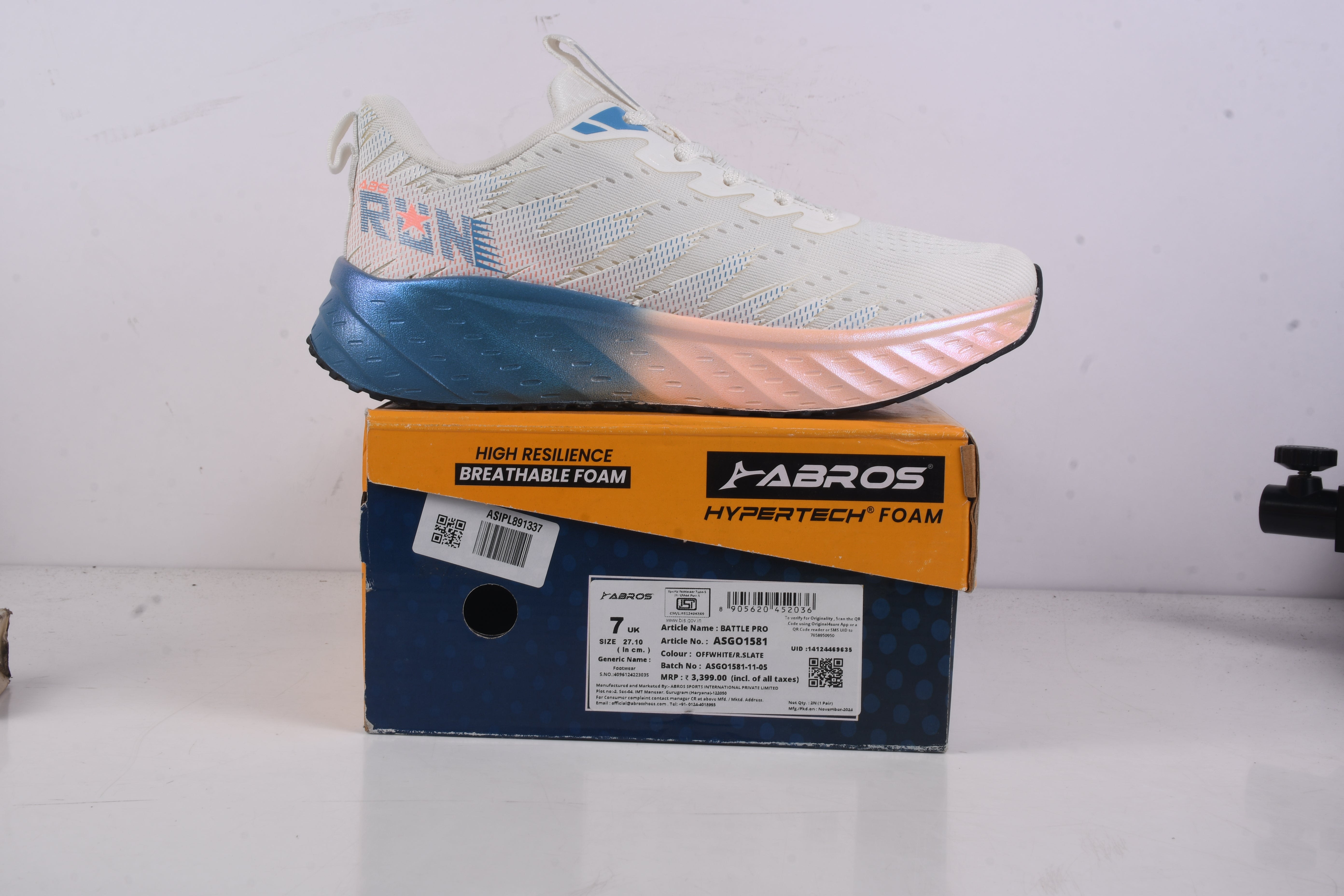 ABROS BATTLE PRO Running Sports Shoes Breathable Upper Memory Foam Insole Casual Walking & Gym Shoes for Mens