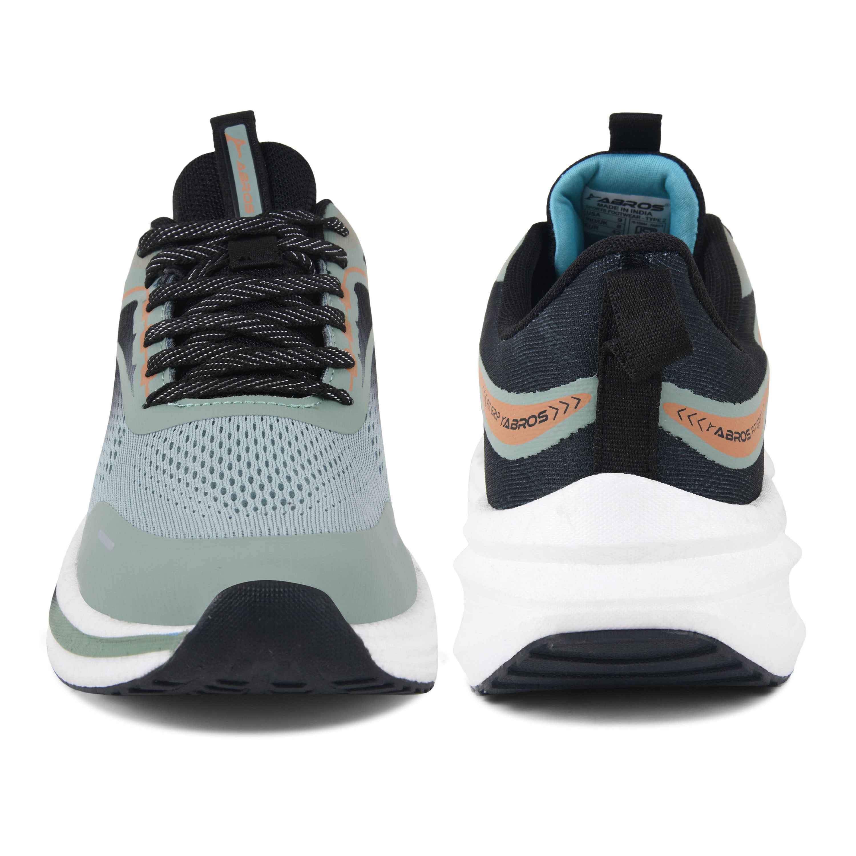 ABROS ZYRO Men’s Sports Shoes for Running, Training & Gym | Lightweight Active Footwear for Daily Workout, Fitness & Outdoor Activities Shoes for Mens (SEA GREEN/BLACK)