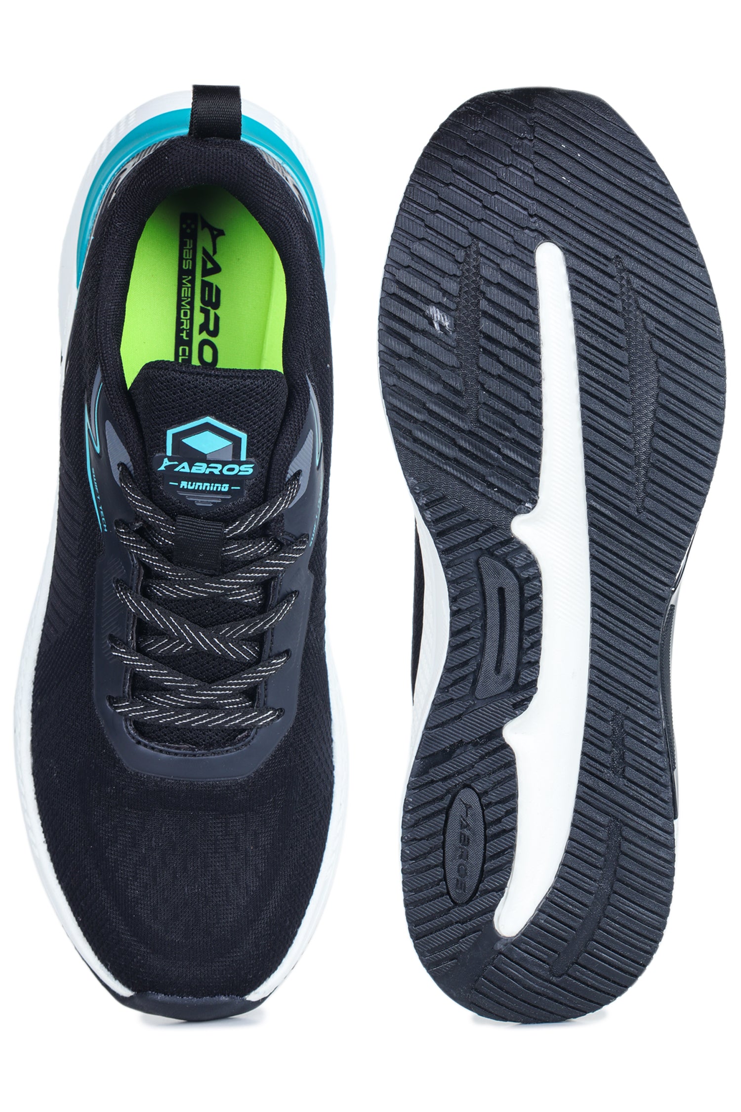 ABROS CYBRO Men’s Sports Shoes for Running, Training & Gym | Lightweight Active Footwear for Daily Workout, Fitness & Outdoor Activities Shoes for Mens (BLACK/SEA GREEN)