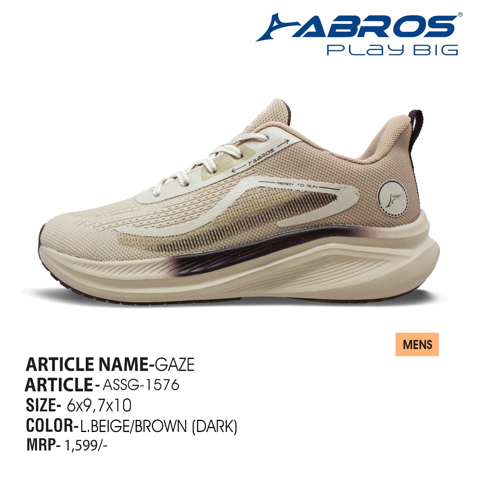 ABROS KING Running Sports Shoes Breathable Upper Memory Foam Insole Casual Walking & Gym Shoes for Mens