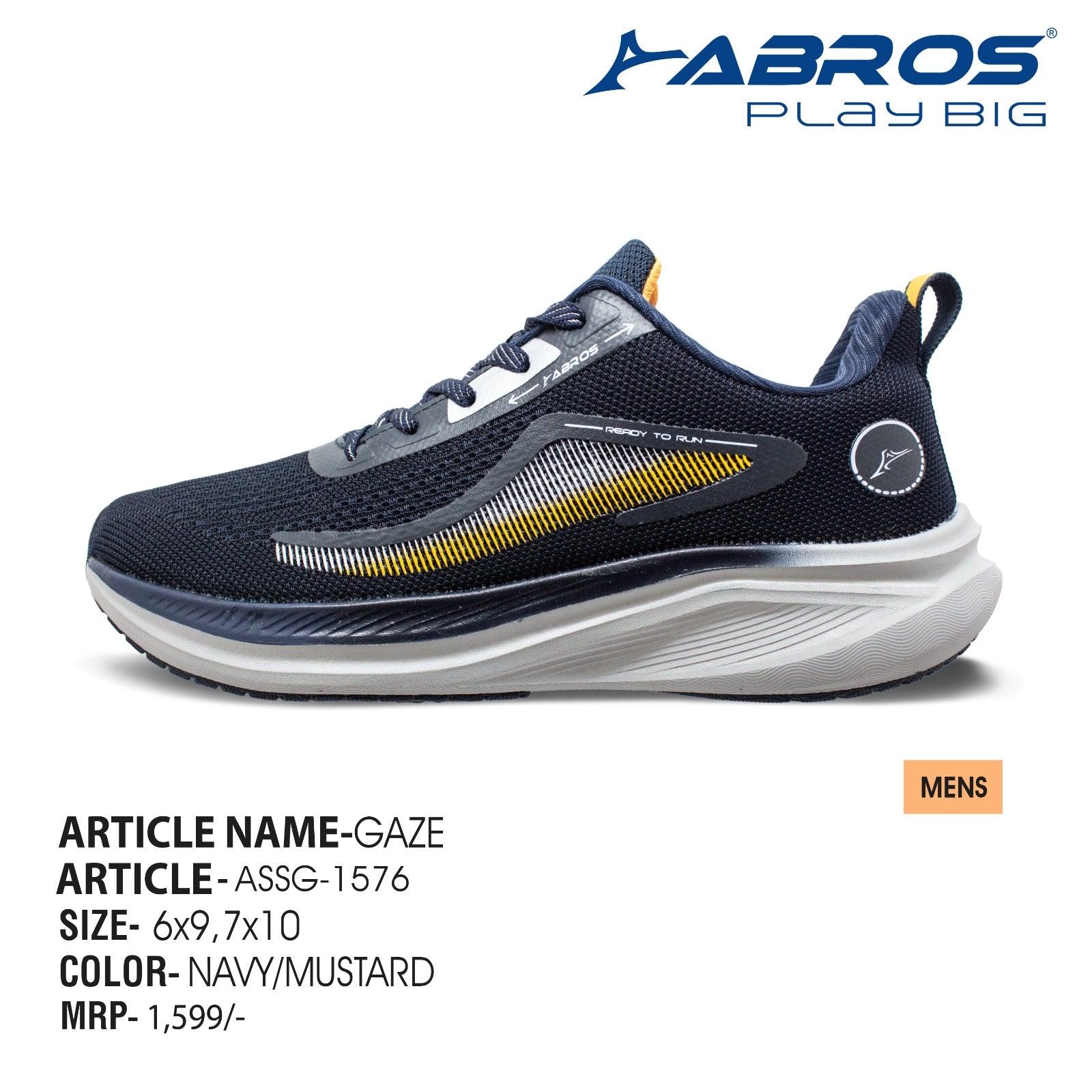 ABROS KING Running Sports Shoes Breathable Upper Memory Foam Insole Casual Walking & Gym Shoes for Mens