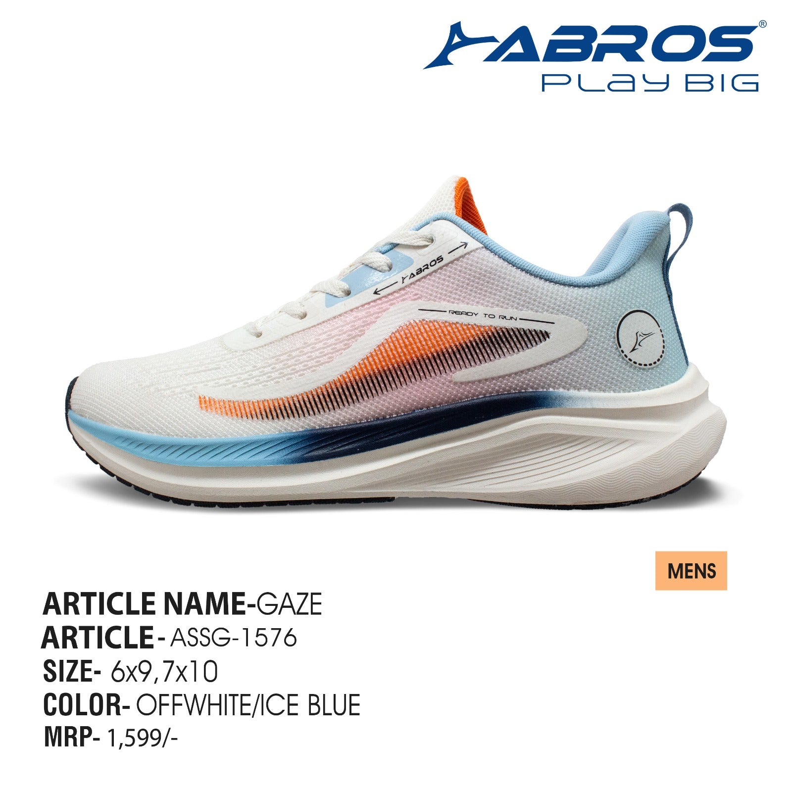 ABROS KING Running Sports Shoes Breathable Upper Memory Foam Insole Casual Walking & Gym Shoes for Mens