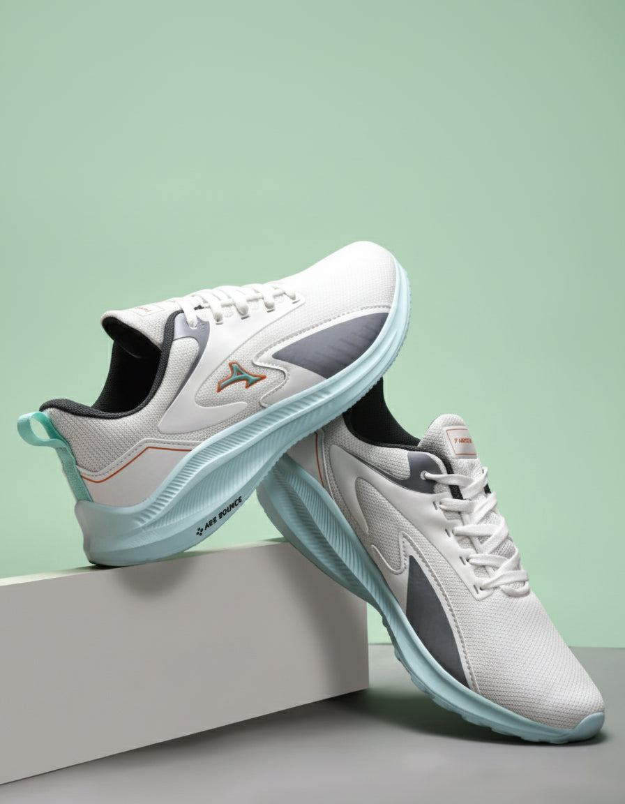ABROS FROSTBITE Men‚Äôs Sports Shoes for Running, Training & Gym | Lightweight Active Footwear for Daily Workout, Fitness & Outdoor Activities Shoes for Mens (OFFWHITE/MINT)