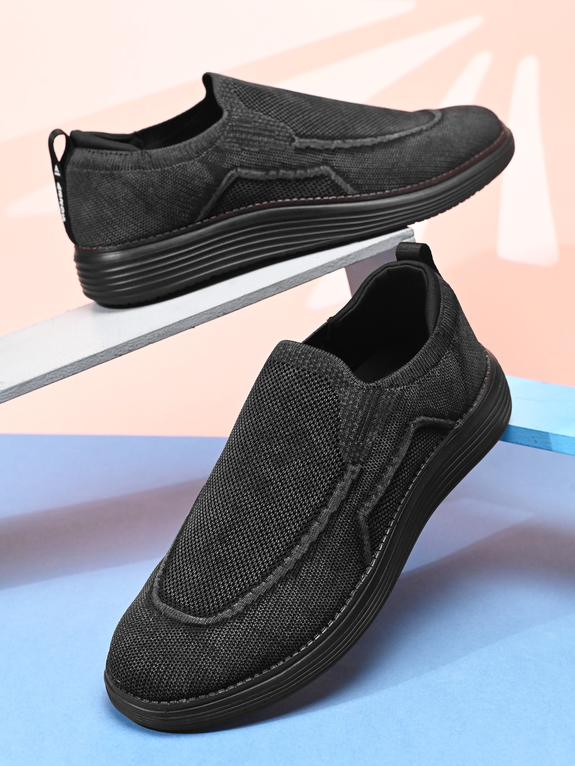 ABROS DANIMOFF Men‚Äôs Casual Sneakers for Daily Wear | Stylish Comfortable Shoes for Work, College, Travel & Everyday Outfits | Lightweight Sneakers for Mens (BLACK)