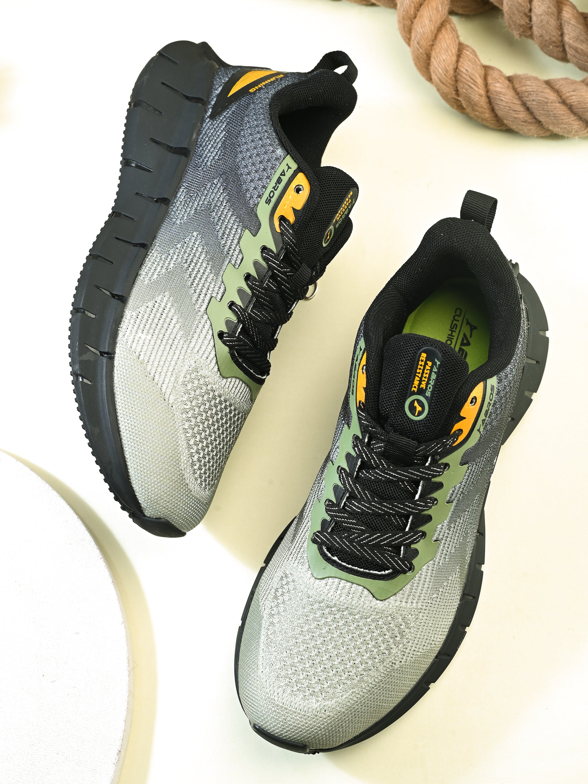 ABROS FRANKEL Men‚Äôs Sports Shoes for Running, Training & Gym | Lightweight Active Footwear for Daily Workout, Fitness & Outdoor Activities Shoes for Mens (L.OLIVE/BLACK)